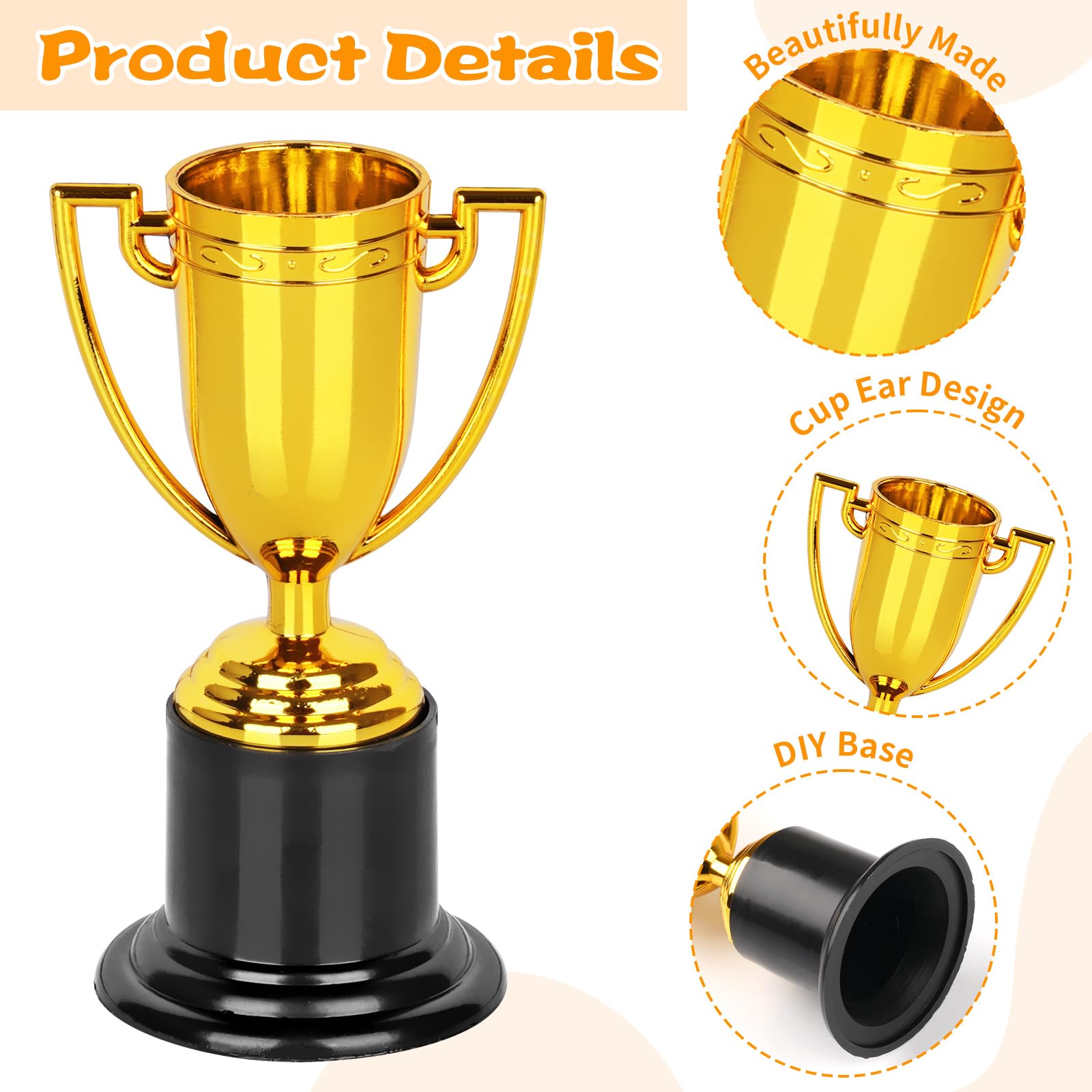 WINKIO compact 4-inch trophy cup fits desks and bookcases.