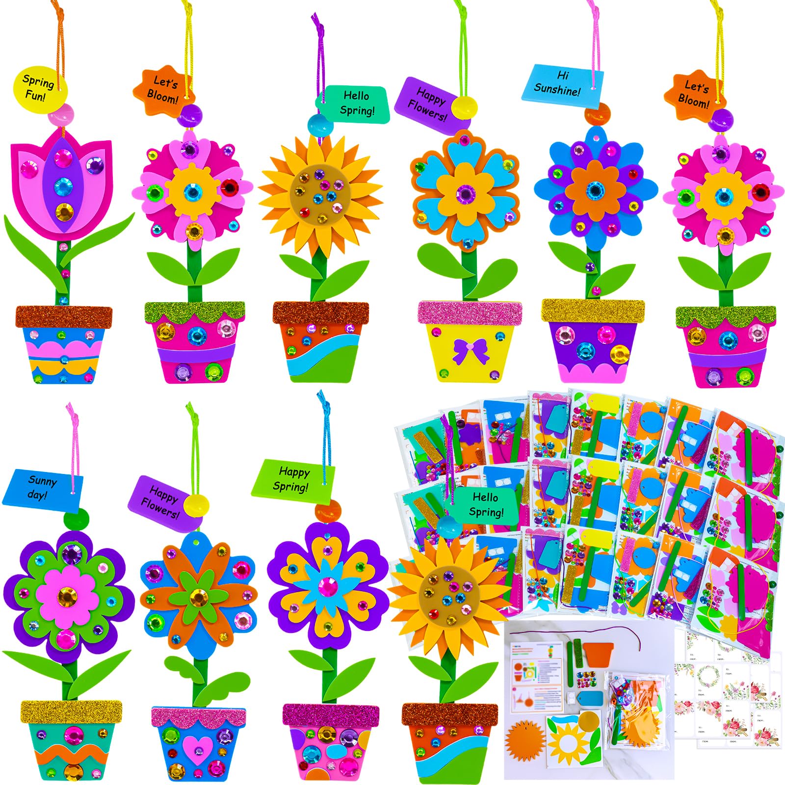 Winlyn 24-set spring flower head base for kids crafts, ideal for classroom projects