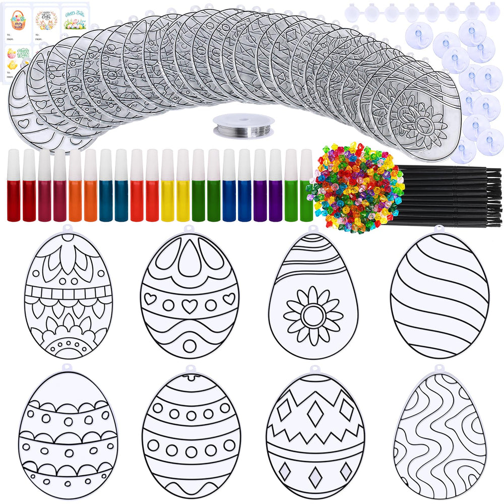 Winlyn Easter egg suncatcher design 2 shimmering with rainbow beads for festive décor