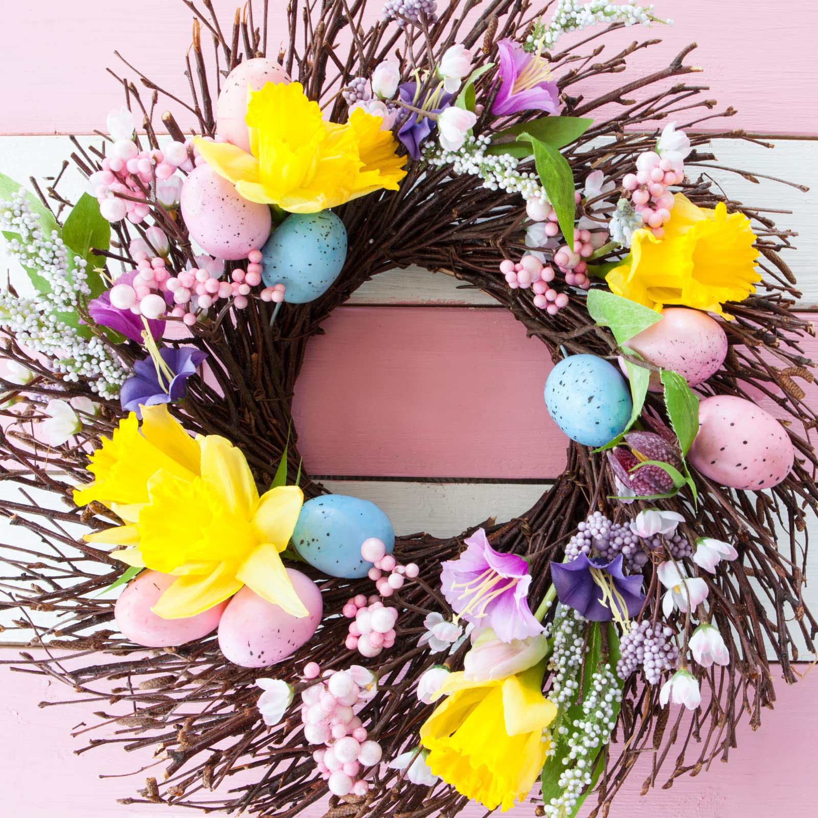 Winlyn speckled foam eggs in soft sky blue for Easter displays.
