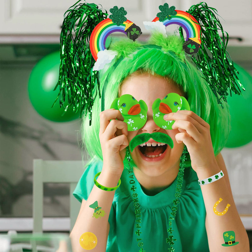 Winlyn felt green mustache stickers for quick costume accents