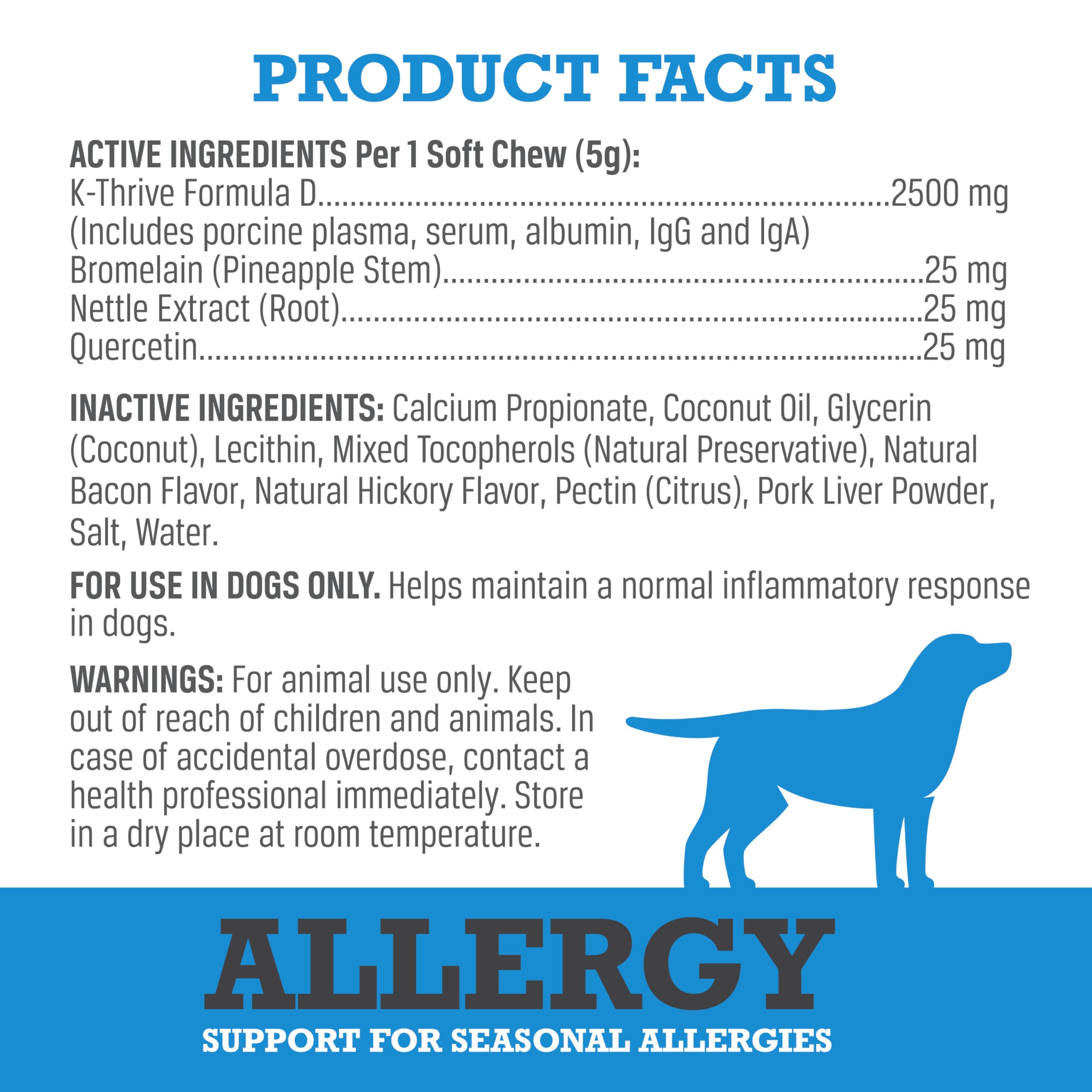 Dog beside WINPRO Allergy Chews with a healthy-looking coat potential skin care support