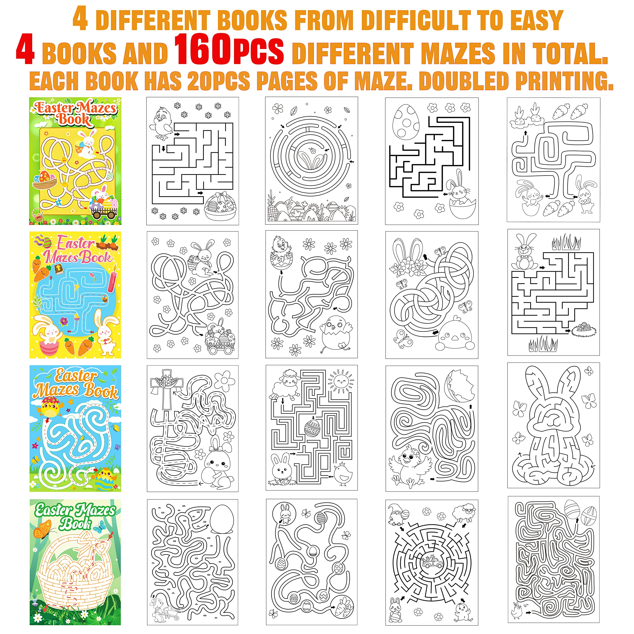 Winrain Easter Maze Book Set compact size fits easily into small Easter baskets.