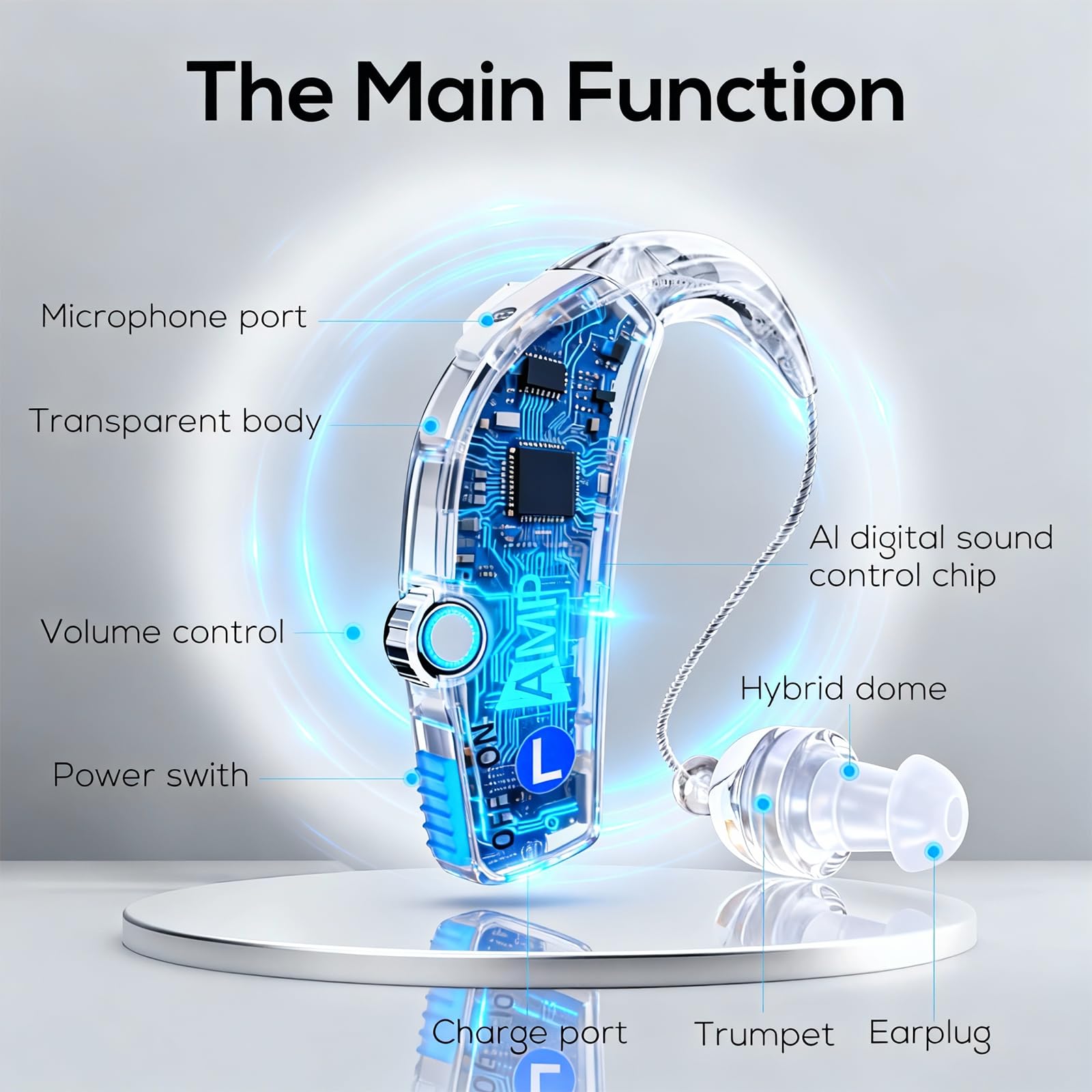 Discreet in-ear WINTER PLUM hearing aid with HiFi sound