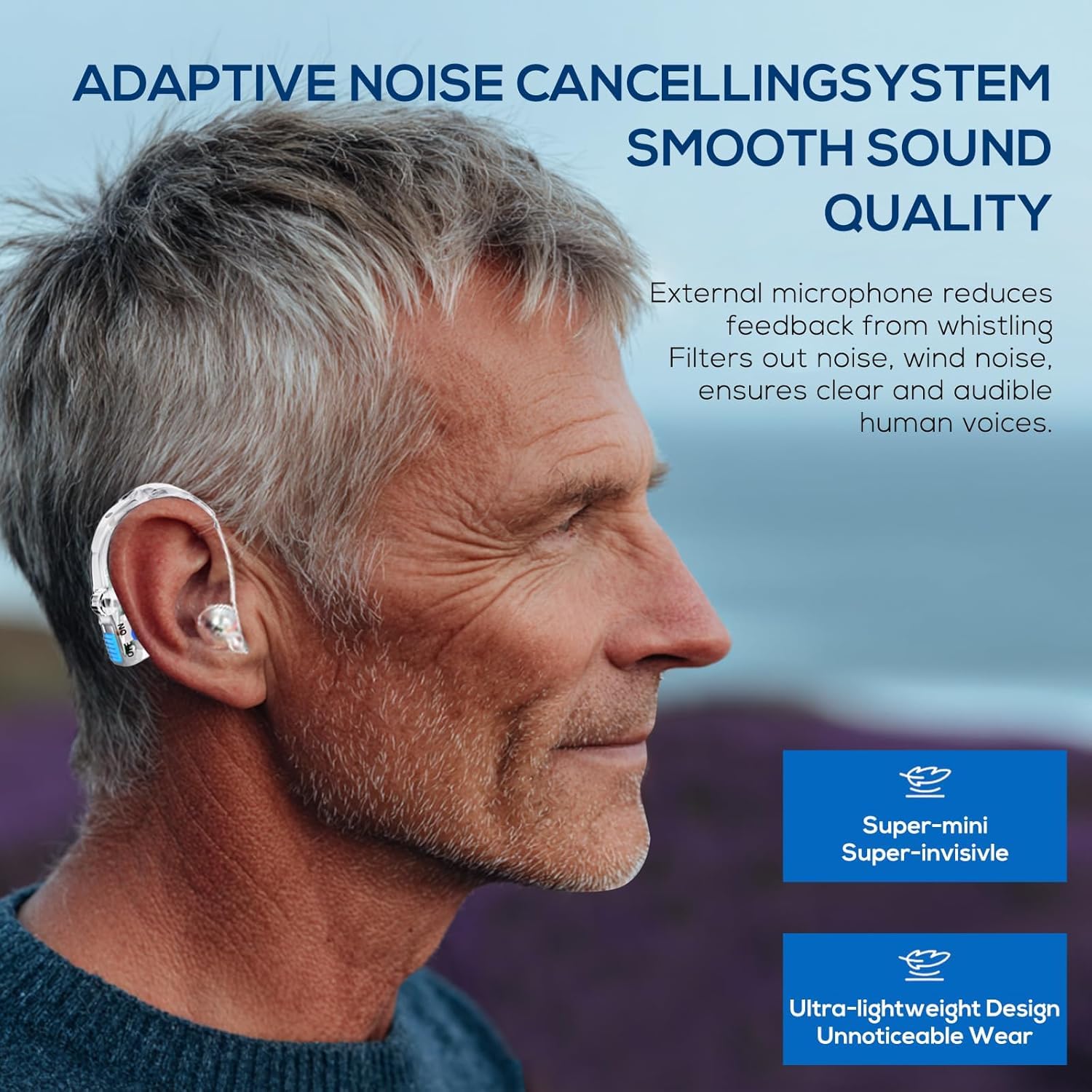 Ergonomic curve of WINTER PLUM hearing aid for comfortable wear
