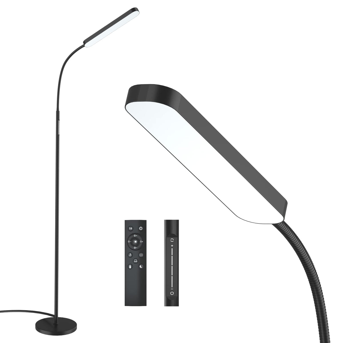 Wio-Mio floor lamp remote-control for easy dimming from across the room.