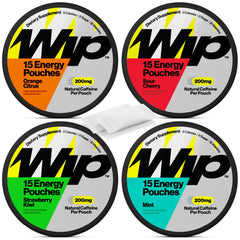 Wip Energy Pouches variety pack shown, convenient on-the-go energy for busy days.