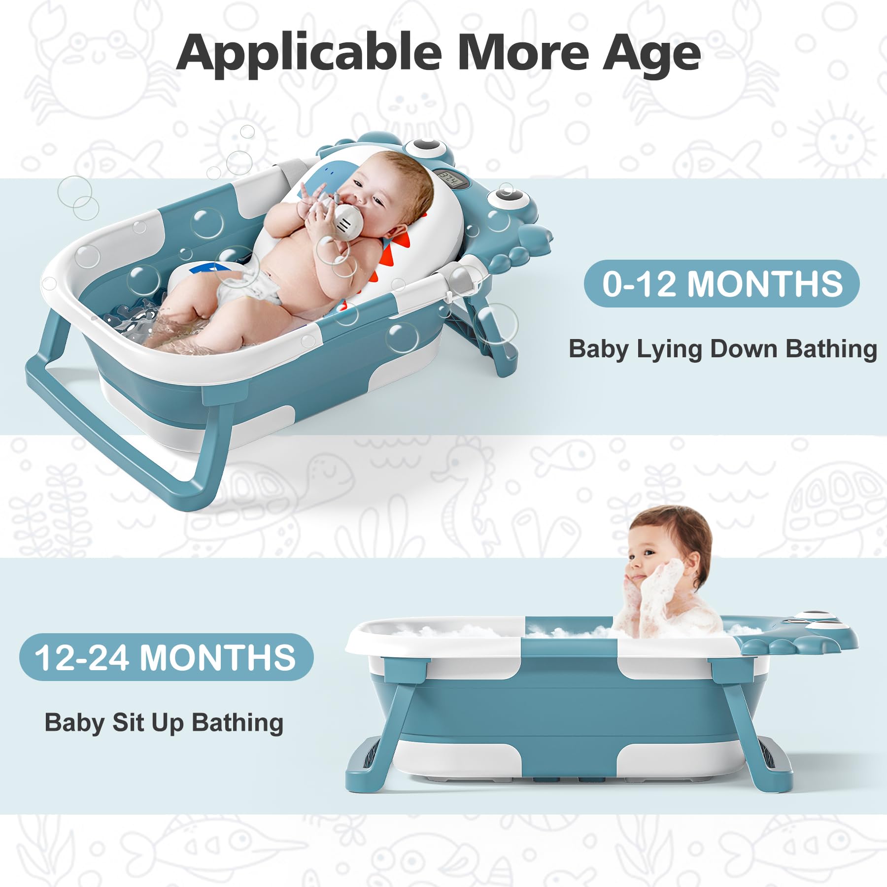 wiqins collapsible baby tub PP+TPE materials emphasize safety and durability
