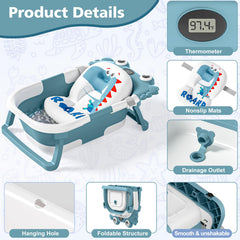 wiqins collapsible baby tub thermometer for real-time water temp awareness