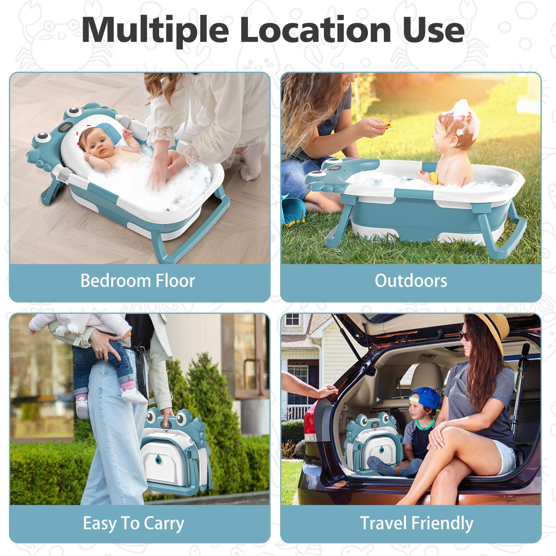 wiqins collapsible baby tub travel-friendly design saves space