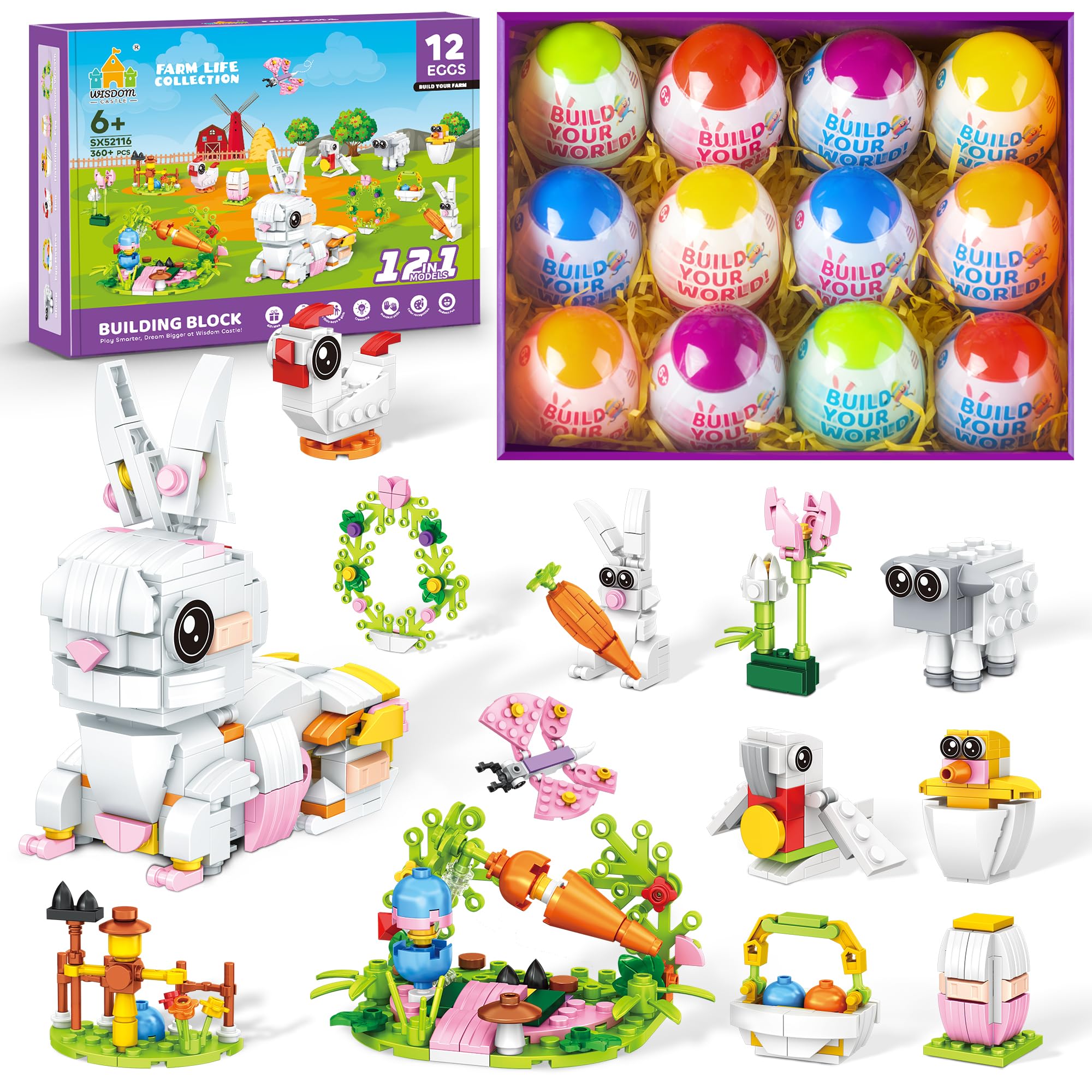 Wisdom Castle Easter Bunny Building Set — colorful eggs for imaginative unboxing and play