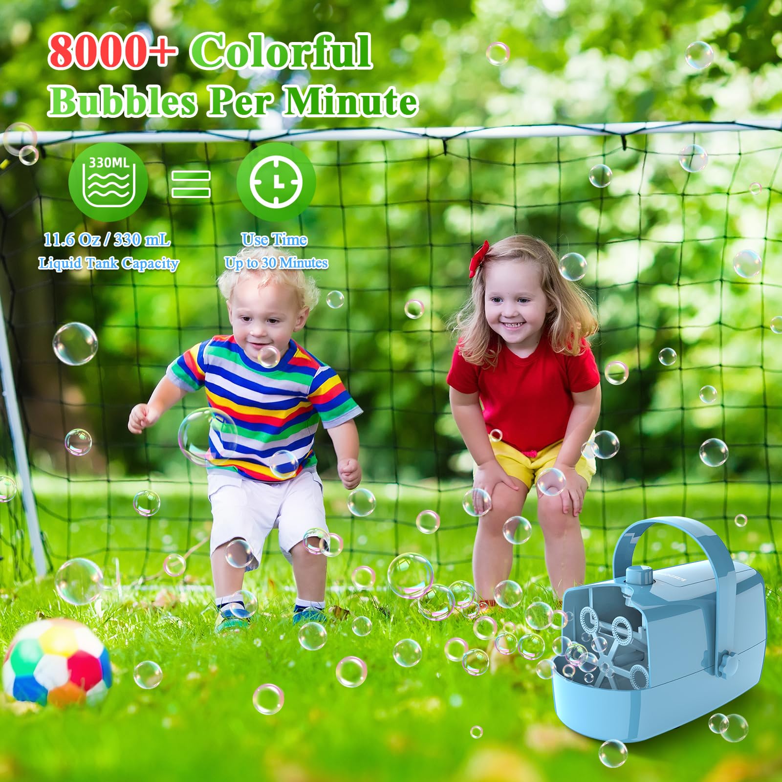Wisdomlit Bubble Machine with 3in1 wheels forming large bubbles for outdoor visuals