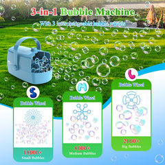 Wisdomlit Bubble Machine with 3in1 wheels producing medium bubbles for parties