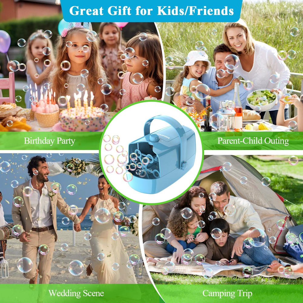 Wisdomlit Bubble Machine offers USB and battery power for flexible use