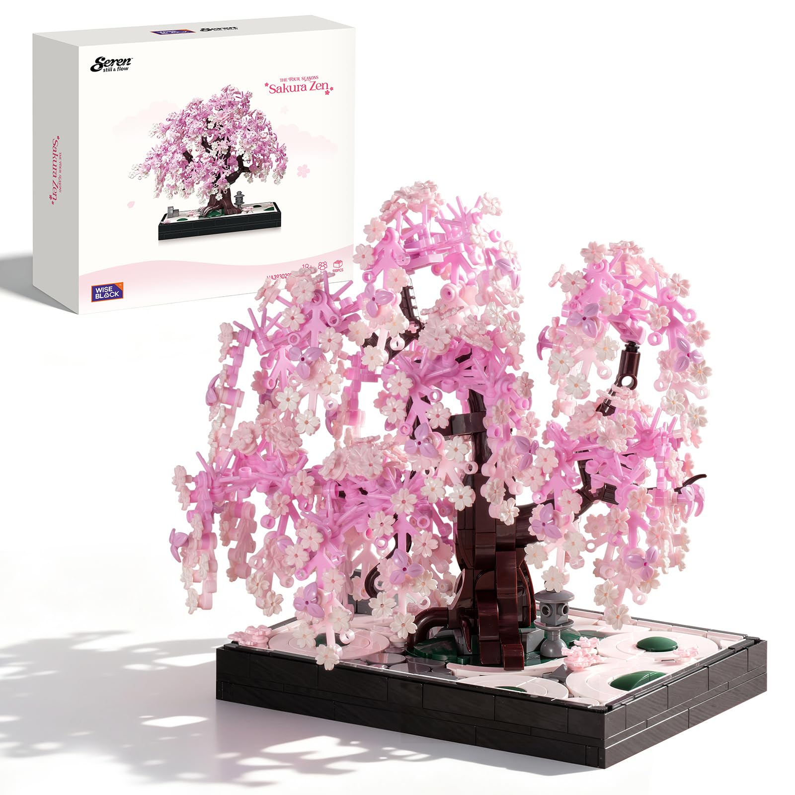 Wise Block Cherry Blossom Tree with 930 pieces ready for display in a serene home decor setting.