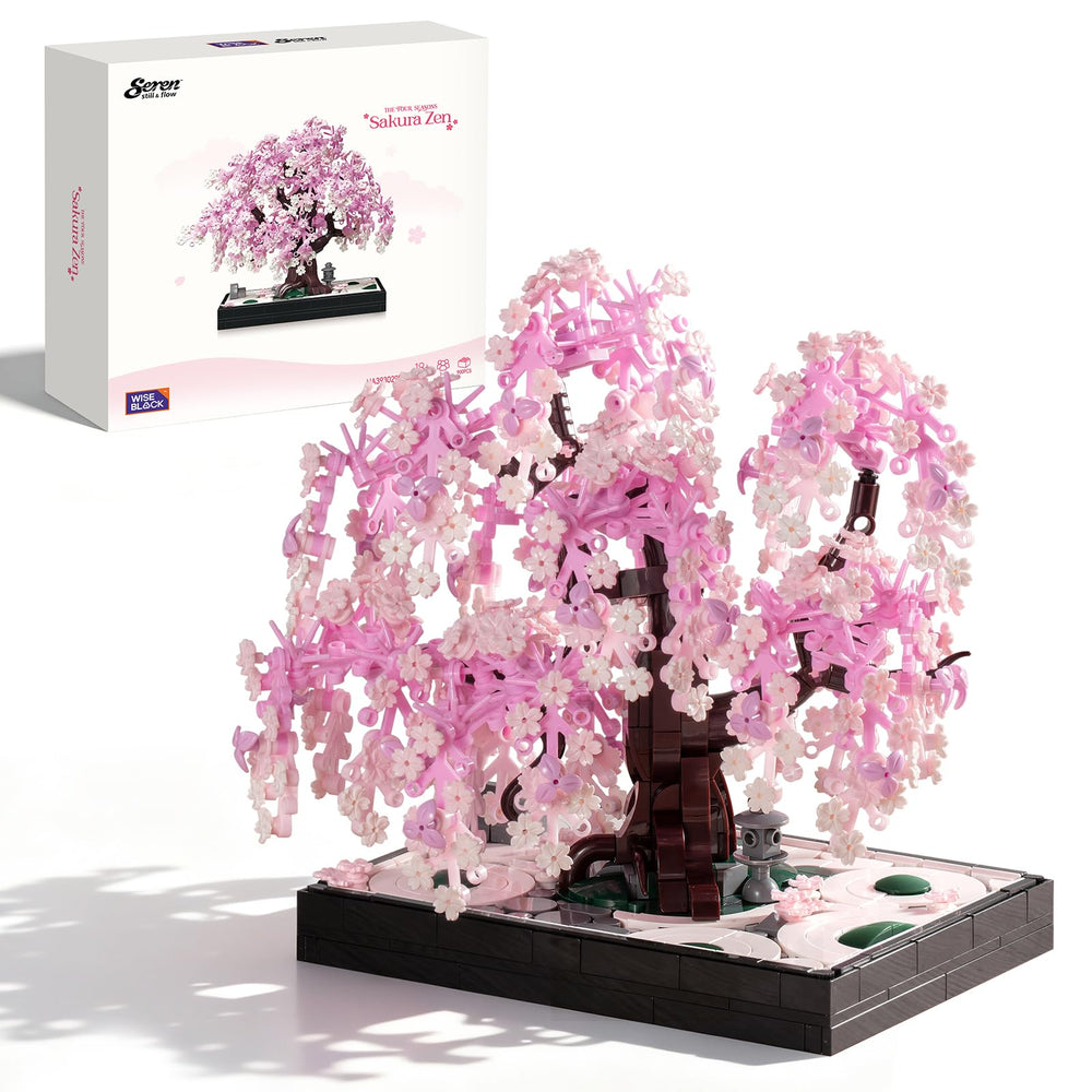 Wise Block Cherry Blossom Tree with 930 pieces ready for display in a serene home decor setting.
