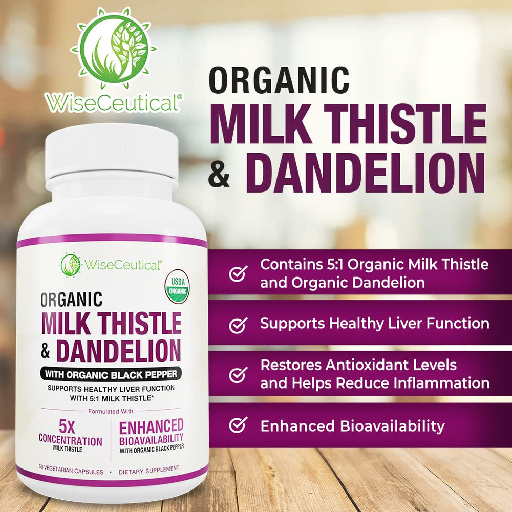 Wiseceutical bottle with spoon conveys premium herbal blend for daily use.