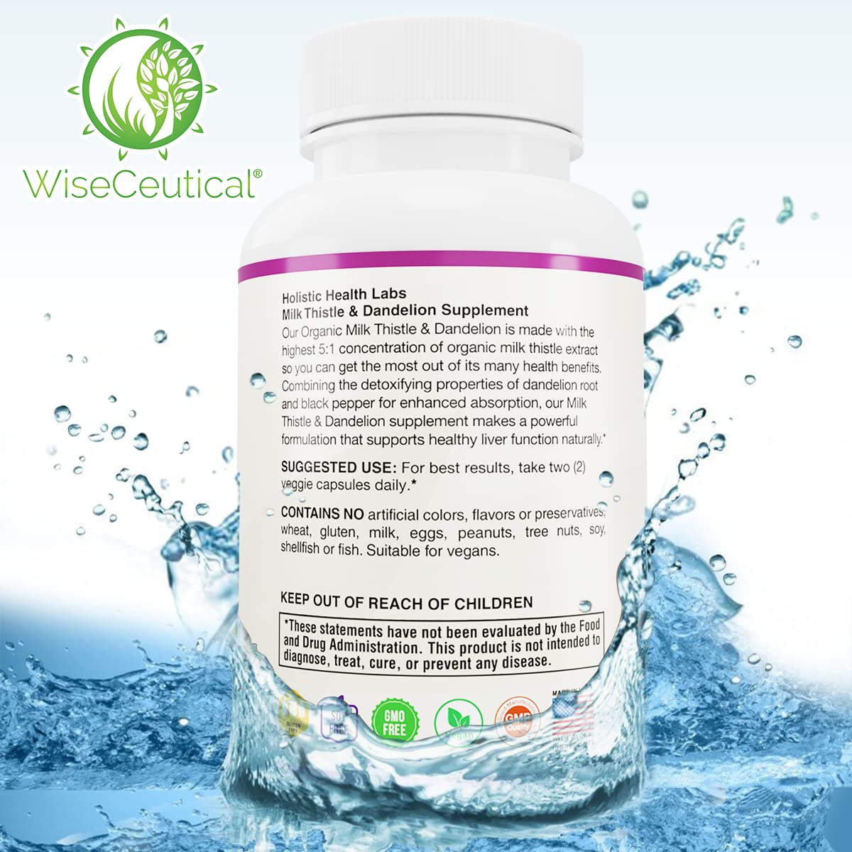 Wiseceutical USDA Organic label close-up signals purity and safety.