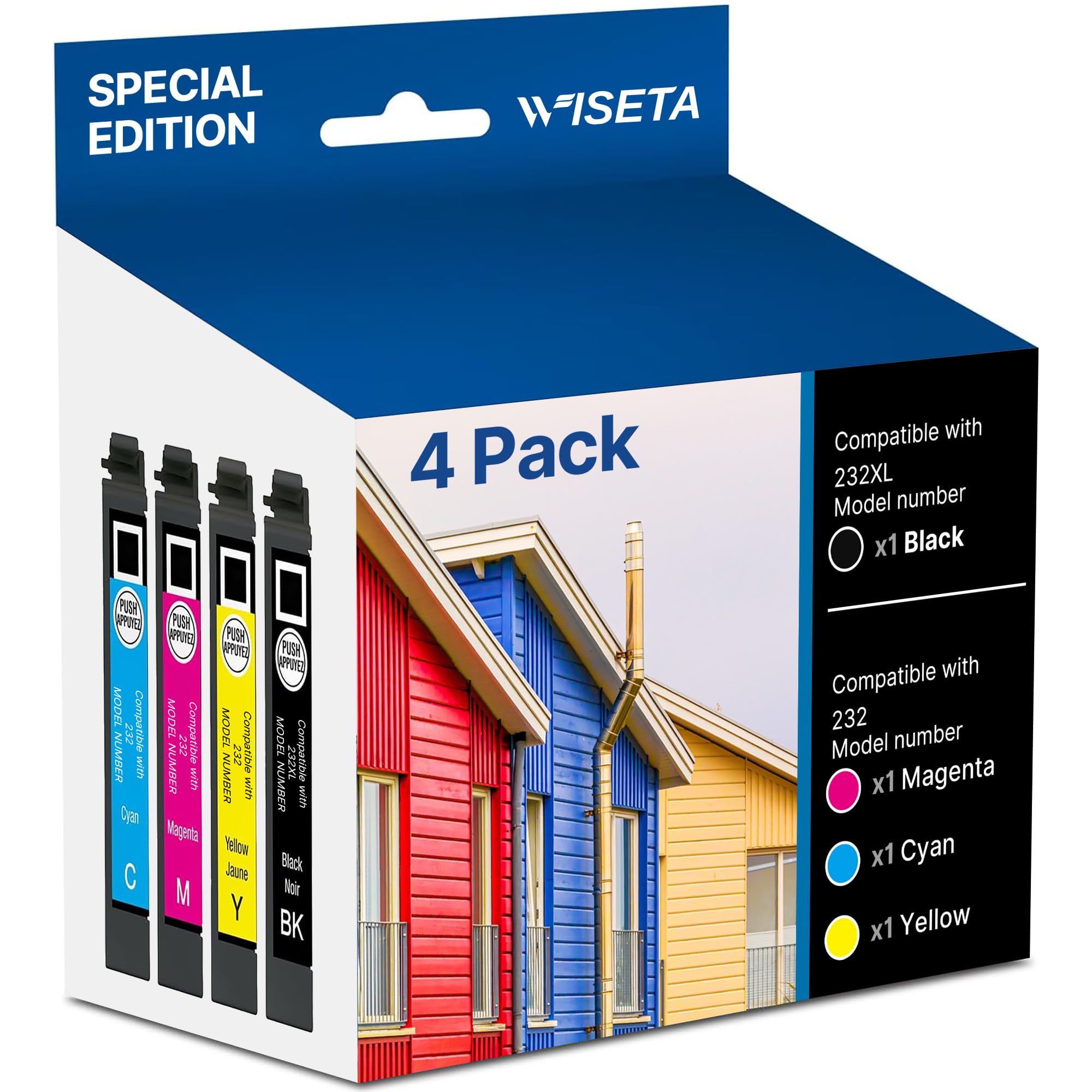 Wiseta 232XL black cartridge for crisp, professional text.