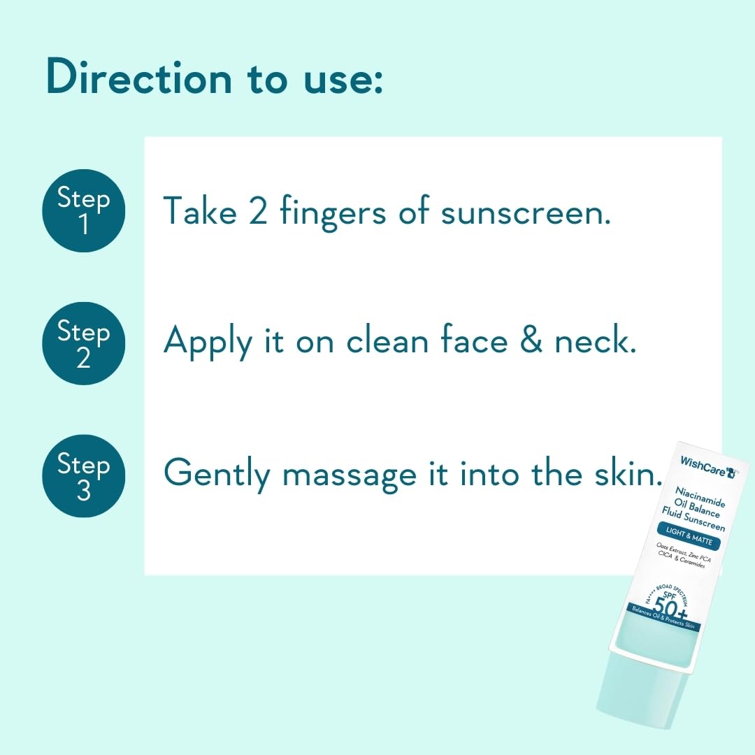 WishCare Niacinamide Fluid Sunscreen being dabbed on cheeks.