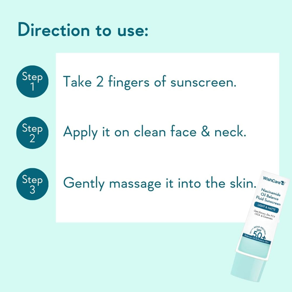 WishCare Niacinamide Fluid Sunscreen being dabbed on cheeks.