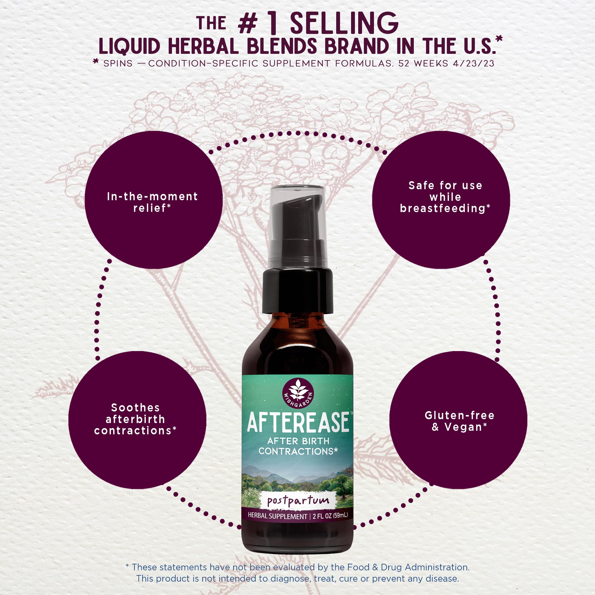 WishGarden AfterEase organic ingredients label highlights trusted herbs