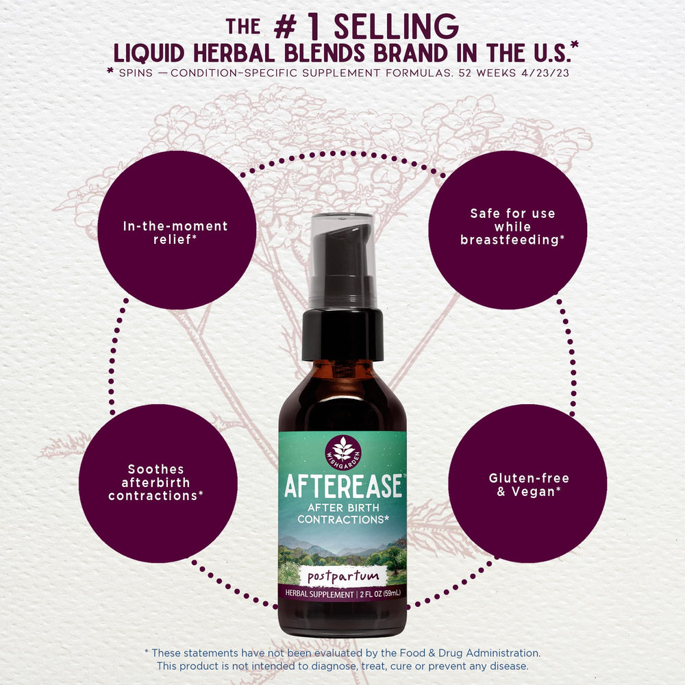 WishGarden AfterEase organic ingredients label highlights trusted herbs