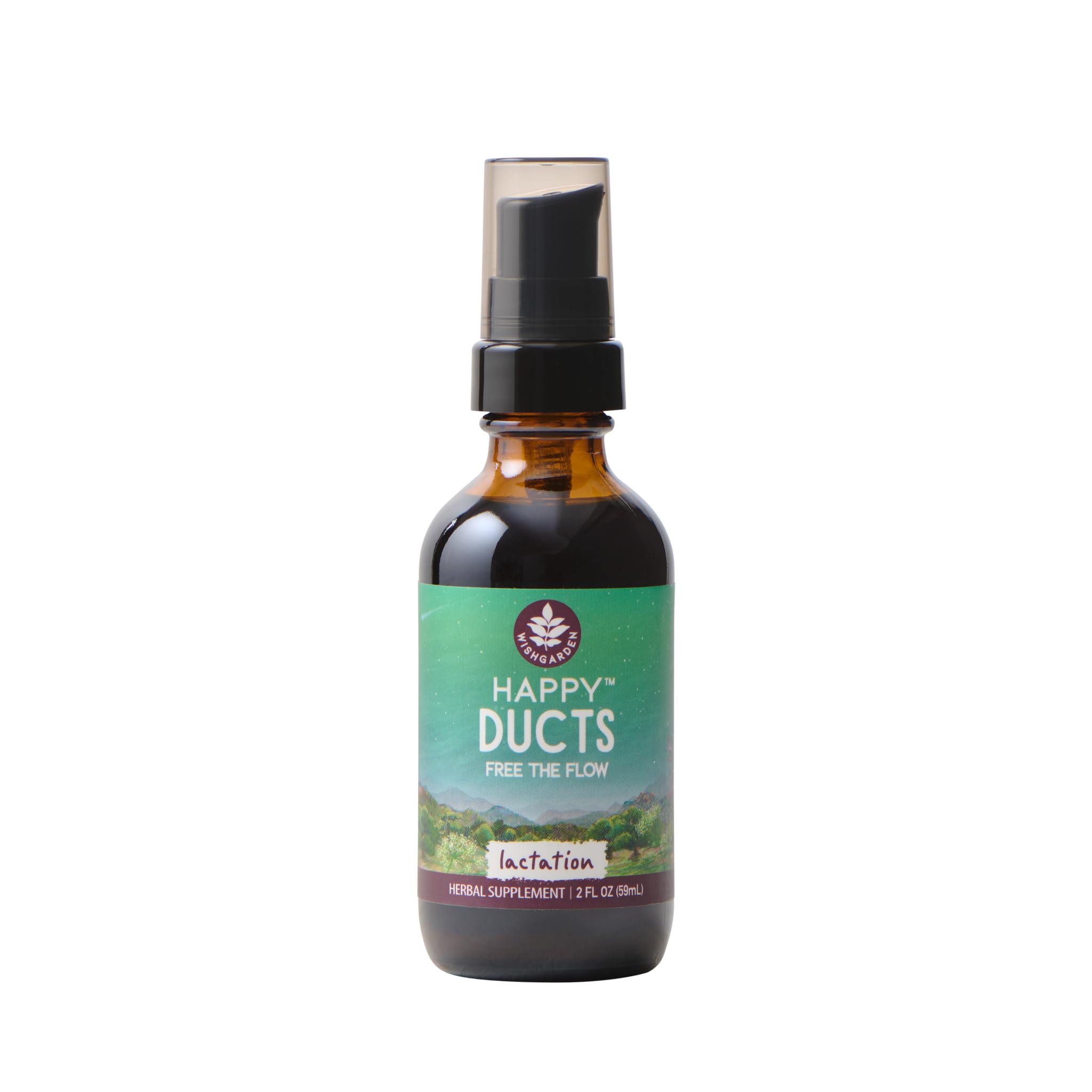 WishGarden Happy Ducts Drops bottle showing herbal lactation support for busy moms