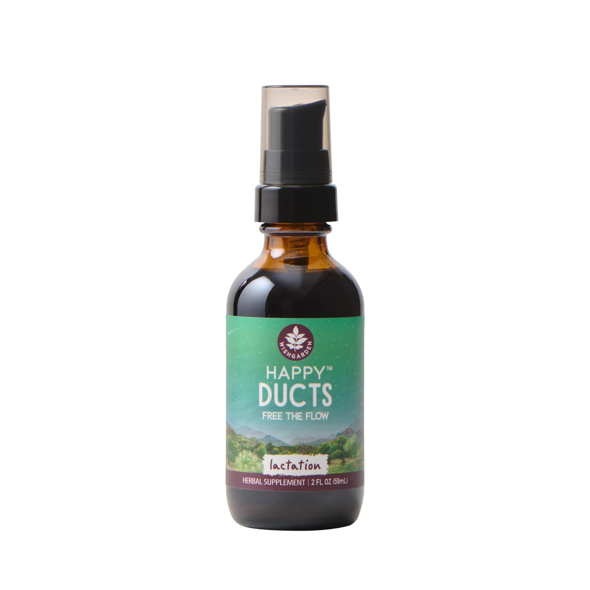 WishGarden Happy Ducts Drops bottle showing herbal lactation support for busy moms