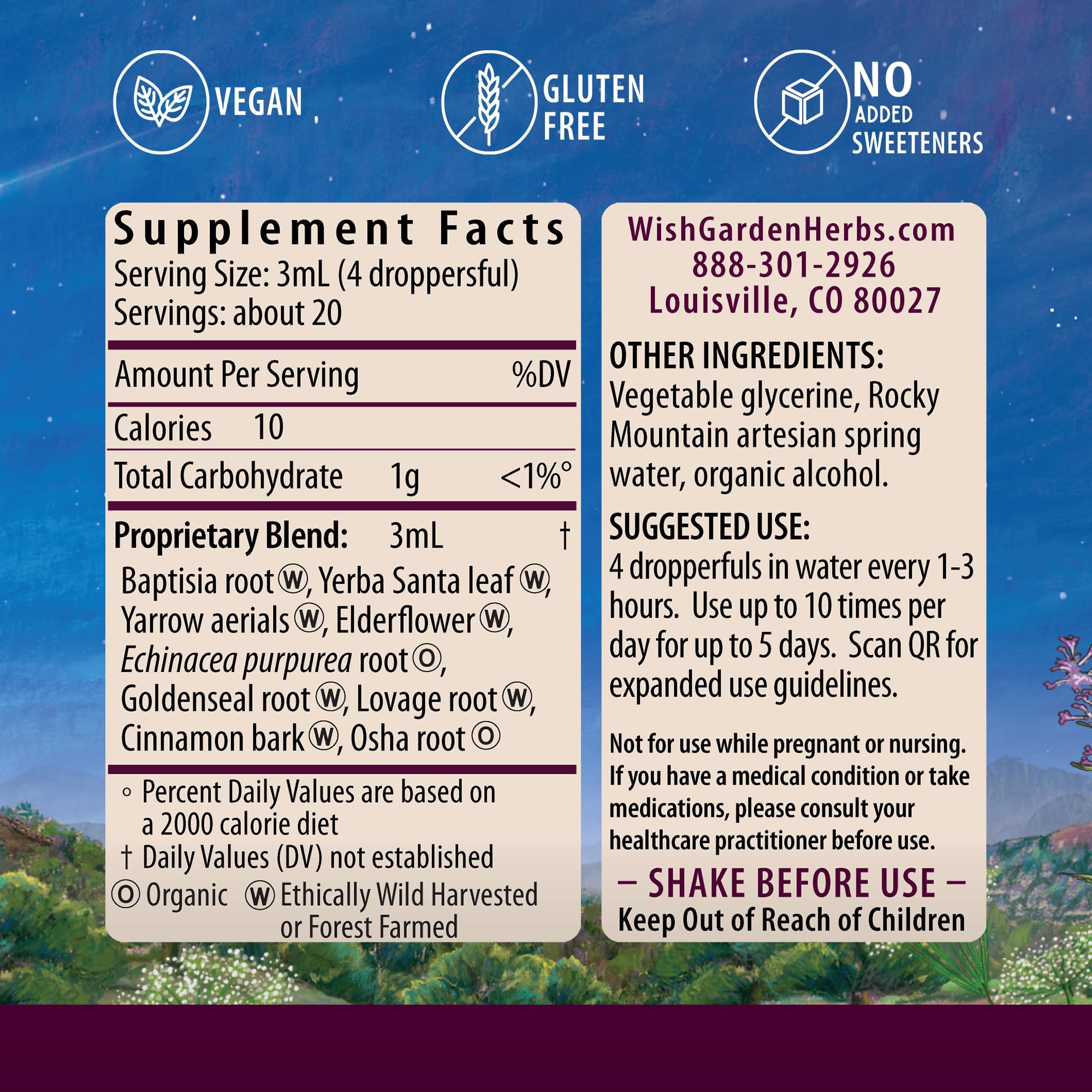 WishGarden Kick-Ass Immune drops being poured for quick immune support.