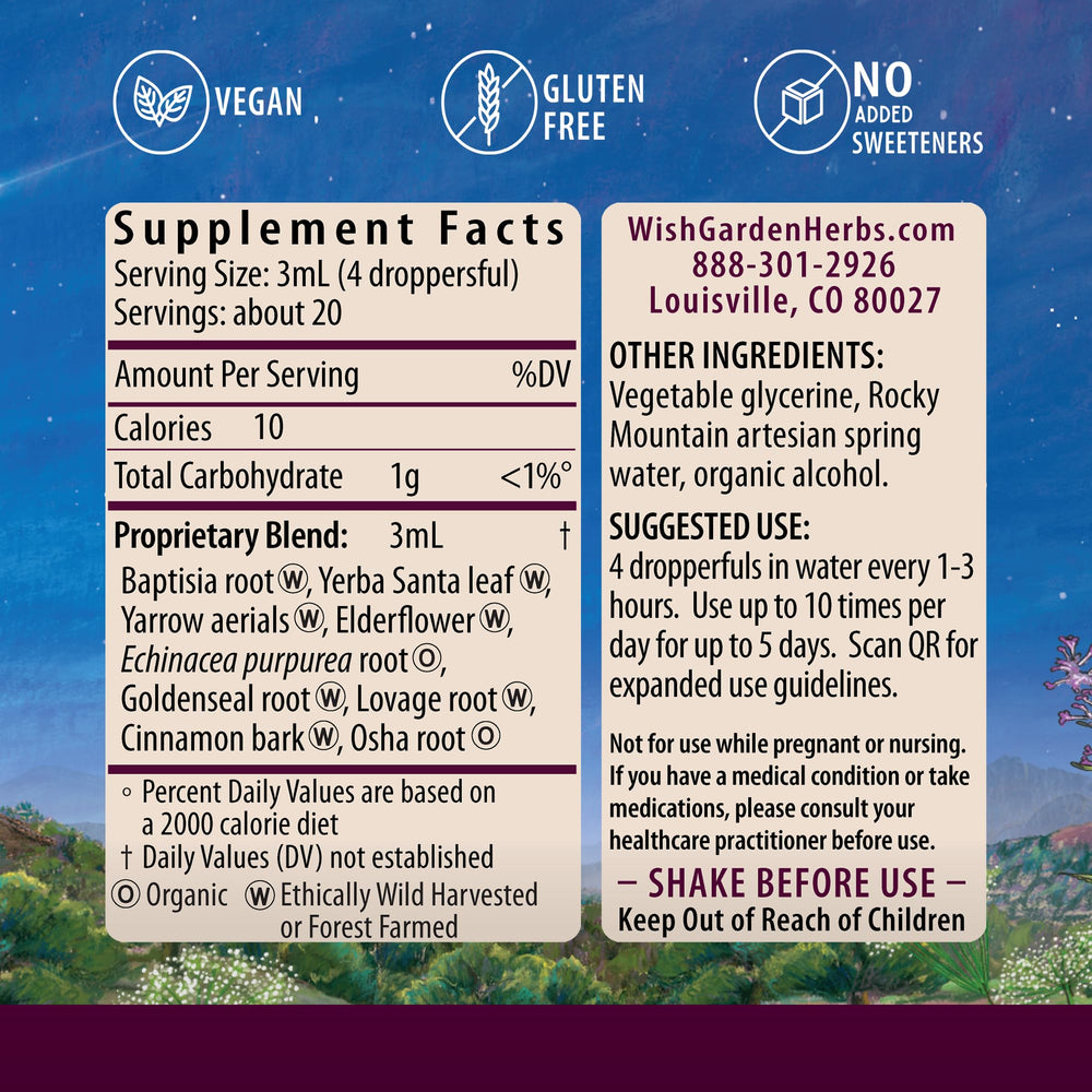 WishGarden Kick-Ass Immune drops being poured for quick immune support.