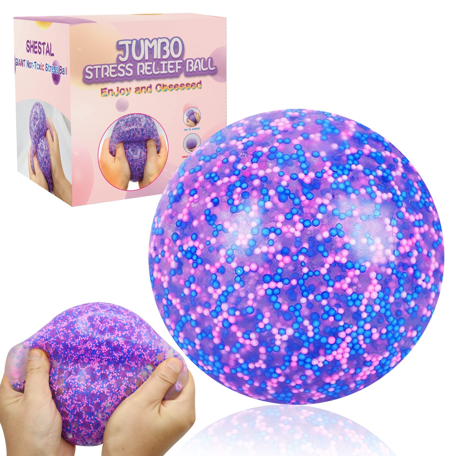 WISYME giant stress ball purple close-up for easing tension through squeezing.