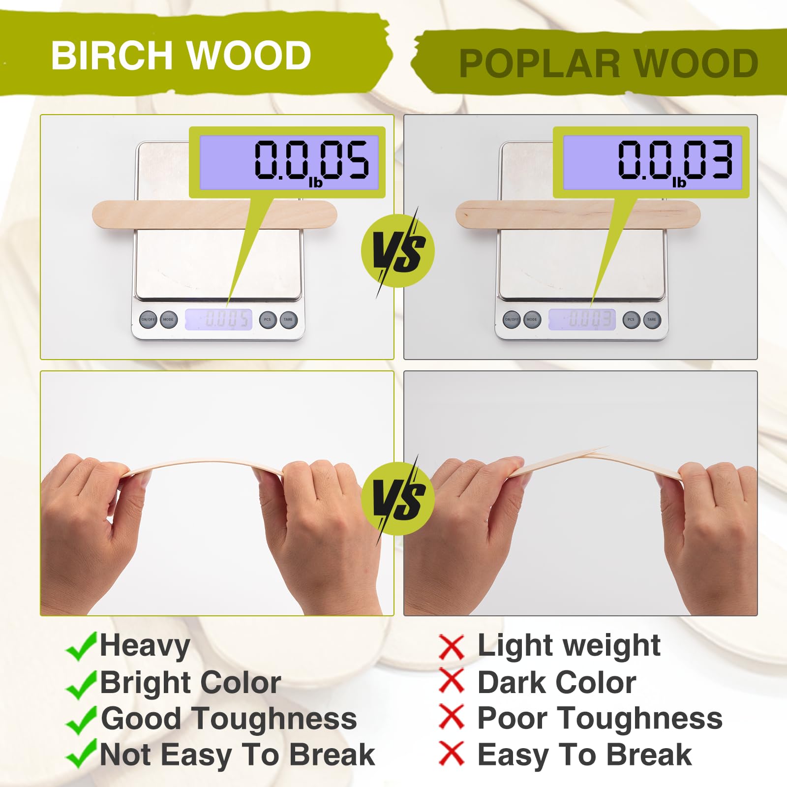 WISYOK birch craft sticks paintable and burr free for colorful DIY builds