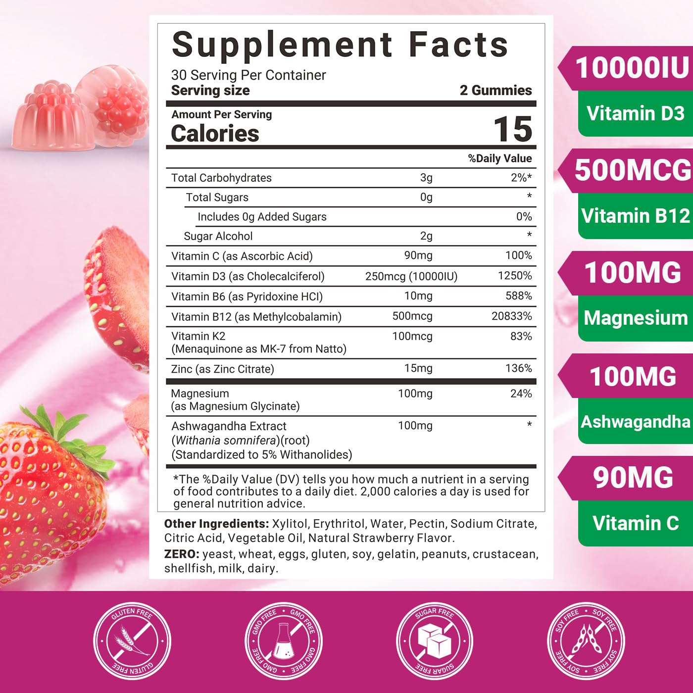 Wiszeen D3 B12 gummies pour for daily energy
