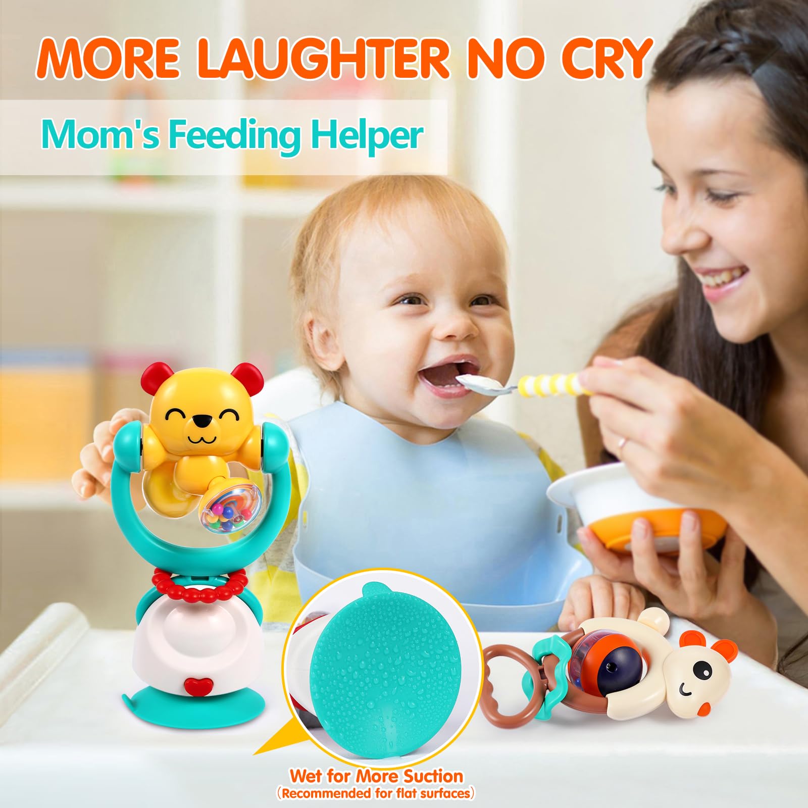 WITALENT silicone teether rattle soothing gums during play.