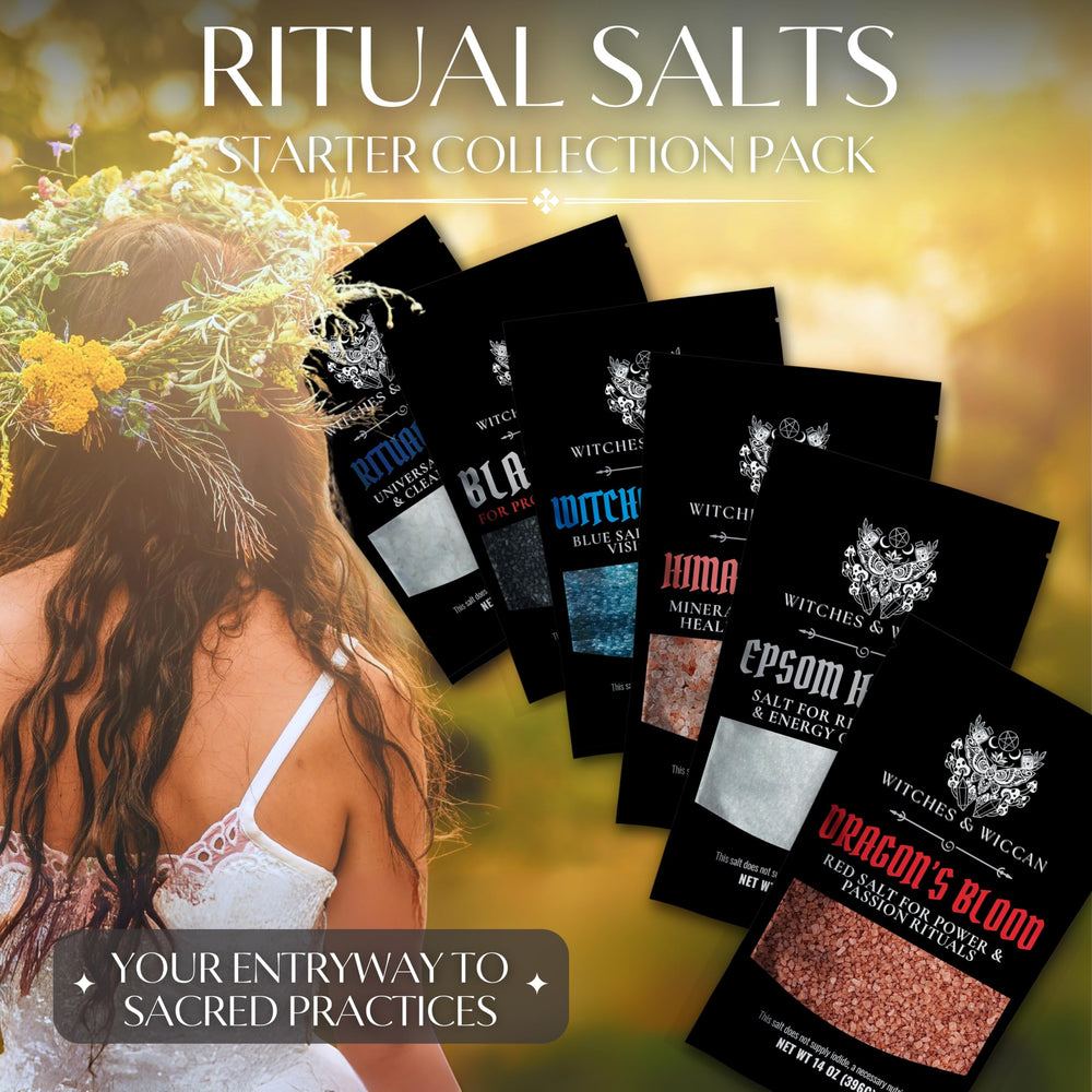 Witches & Wiccan natural ingredients label emphasizes all-natural protection ritual prep.