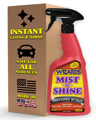 Wizards Mist-N-Shine 22oz bottle ready for quick paint detailing and shine.