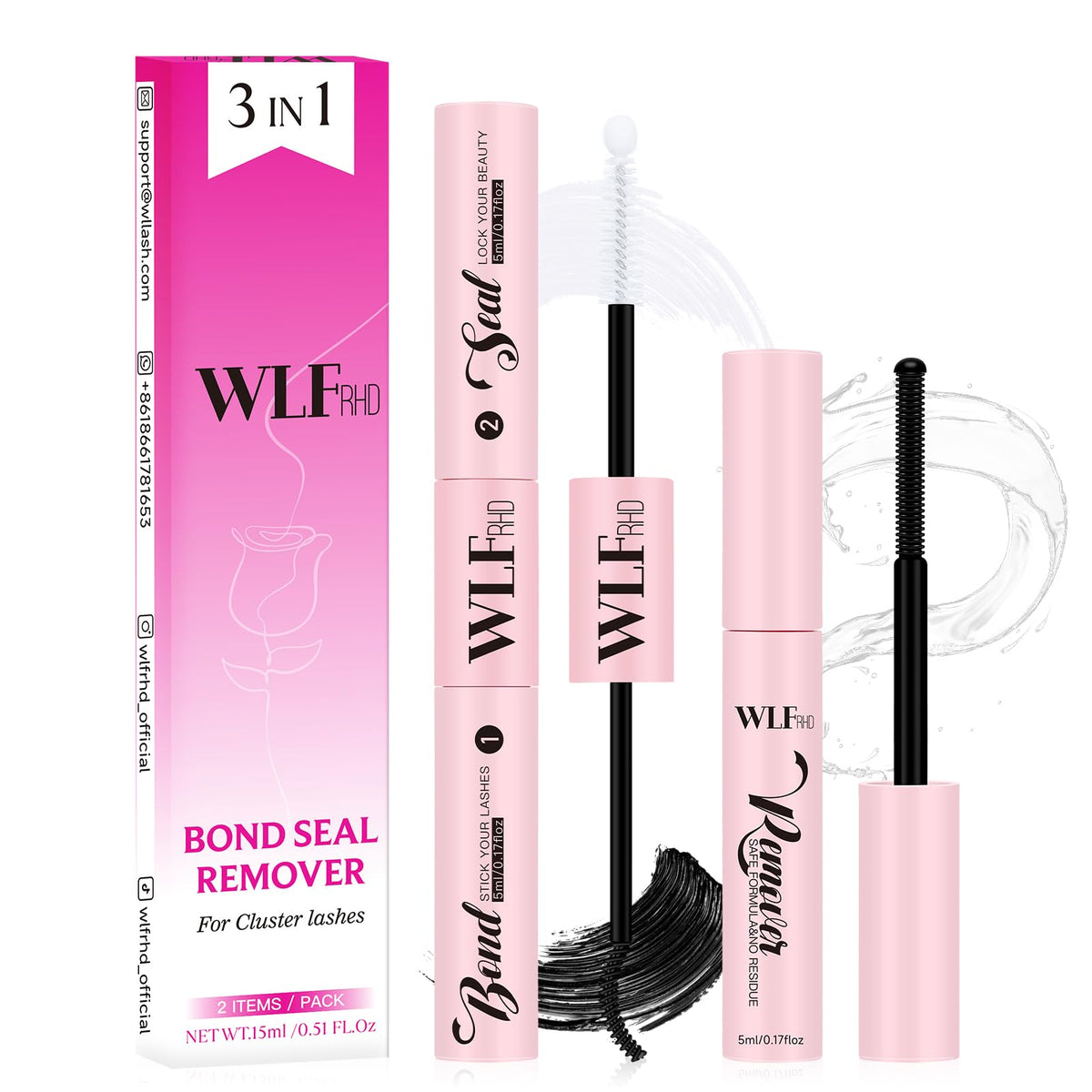 WLFRHD bond and seal lash glue kit for DIY clusters with strong hold