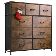 WLIVE 9-Drawer Dresser with wood top organizes bedroom essentials.