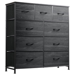WLIVE 9-drawer dresser wood top close-up showing sturdy surface for lamps and daily items