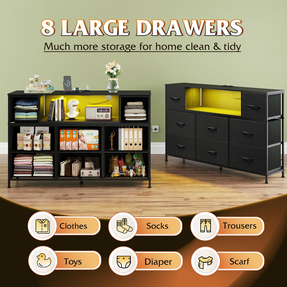 WLIVE eight fabric drawers keep media gear neatly organized