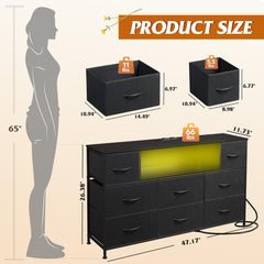 WLIVE black dresser TV stand wood top provides display space