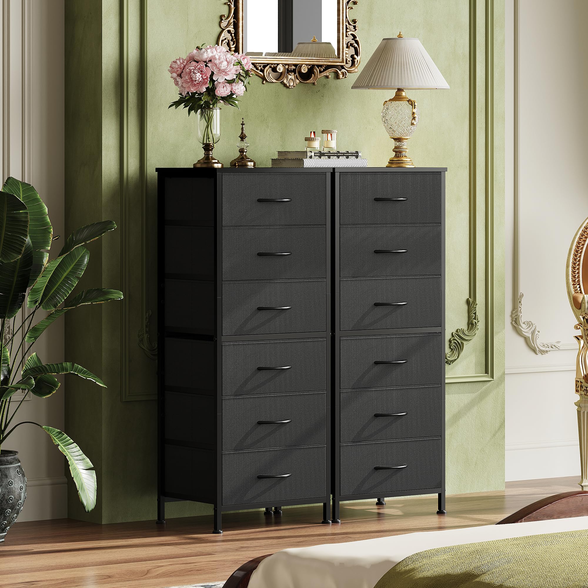 WLIVE black tall dresser assembly guide image helps quick, safe setup
