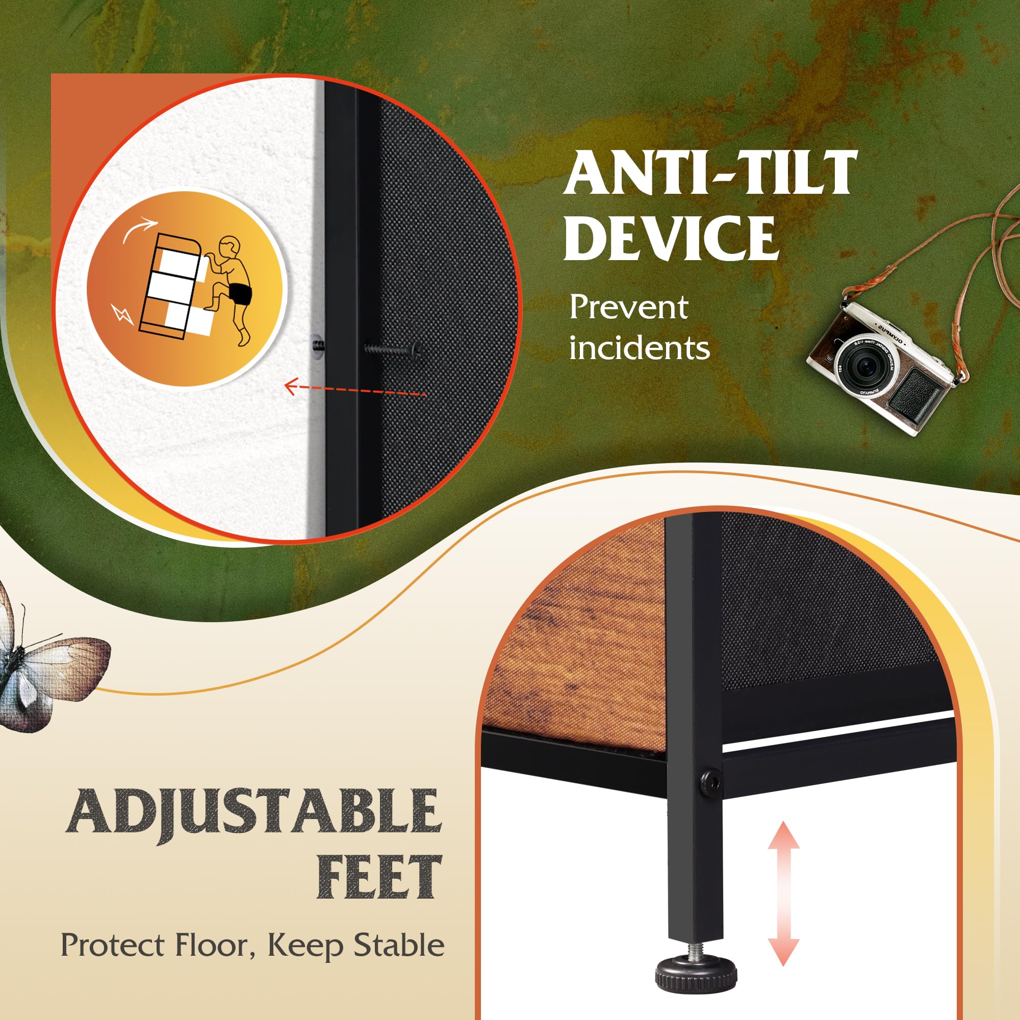 WLIVE adjustable feet prevent floor scratches on uneven surfaces.