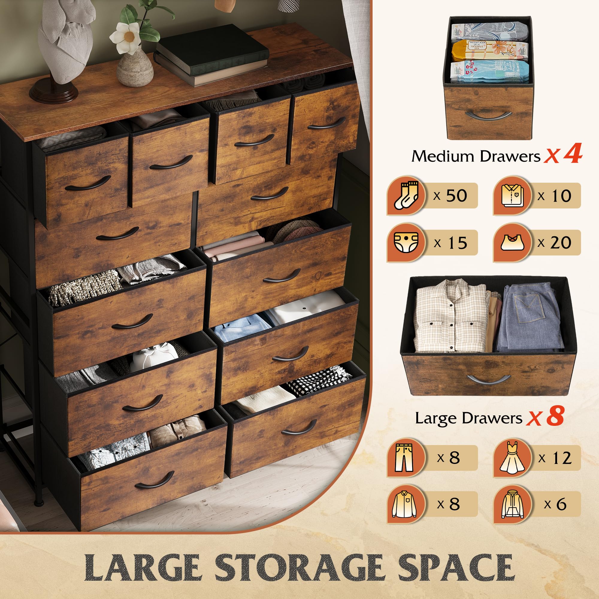 WLIVE dresser adjustable feet protect floors and balance on uneven surfaces