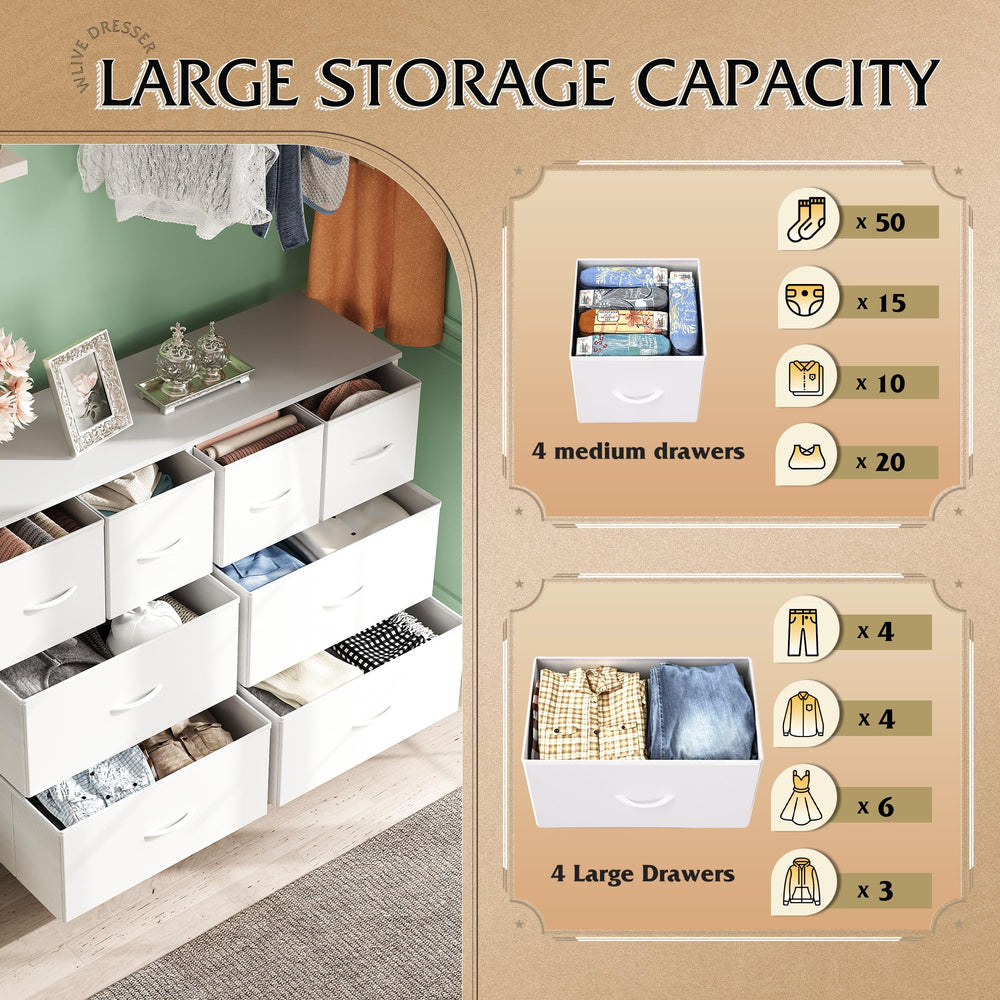 WLIVE dresser adjustable feet protect floors on uneven surfaces.