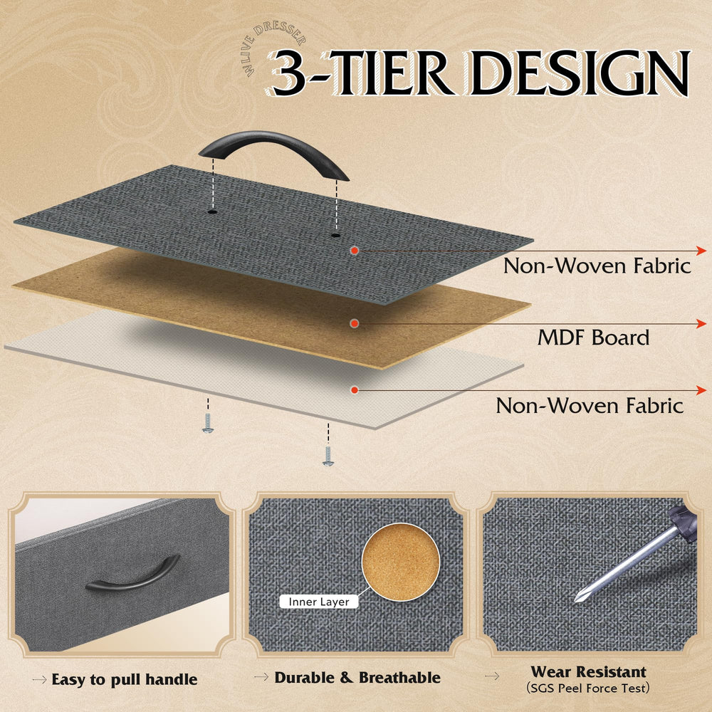 WLIVE assembly video helps you set up the fabric dresser.