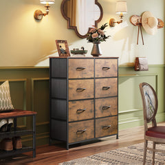 WLIVE eight-drawer chest shown with easy assembly video for quick setup.