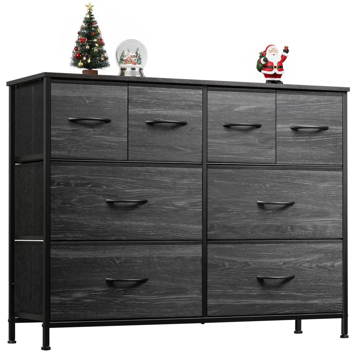 WLIVE dresser with eight deep fabric drawers and wood top for organized storage.
