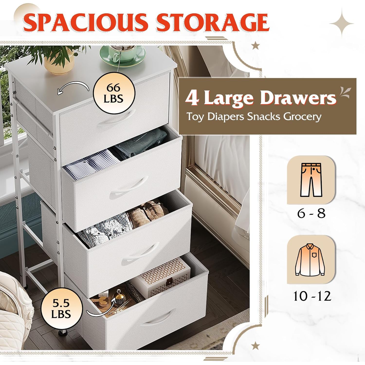 WLIVE dresser showcases sturdy steel frame supporting daily use.